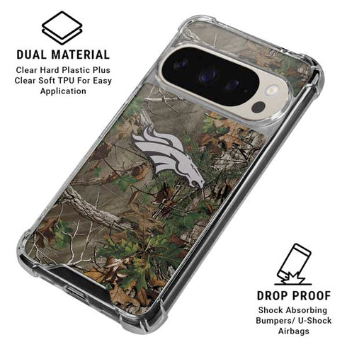 NFL Denver Broncos Realtree Xtra Green Camo Pixel 9/9 Pro Clear Case